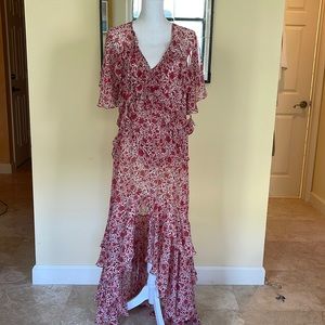 MISA long red floral dress